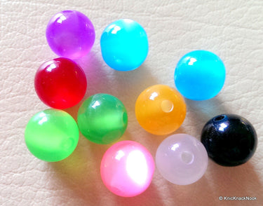 10mm Multicoloured Round Faux Opal Resin Beads, Spacer Beads x 10